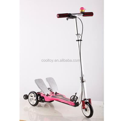 China PU 3 wheels folding double pedals step wingfly scooter for sale for sale