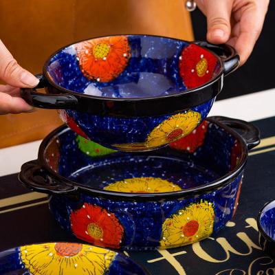 China Viable Polish Hand Painted Bakeware Tray Ceramic Au Gratin Dishes Undercoat Molds for sale