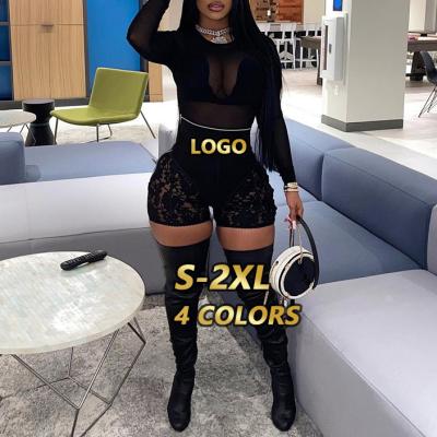 China Anti-Wrinkle Nightclub Lady Lace High Waisted Zipper Shorts Black See Through Patchwork Short Pants for sale