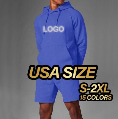 China Anti-wrinkle white men's custom logo mesh panel shorts hoodie 100% cotton summer fleece spring men's shorts set for man for sale