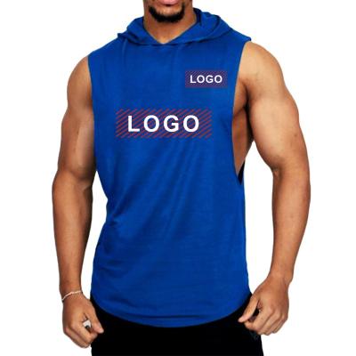 China Custom Logo Anti-wrinkle Men's Two Piece Sports Running Slim Fit Design Mens Hoodie Shorts Sleeveless Set for sale