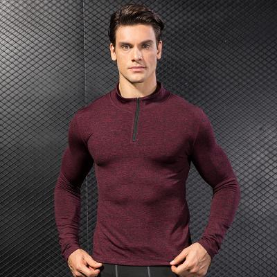 China Anti-wrinkle Mens Winter Plush Fitness Running Training Long Sleeves for sale