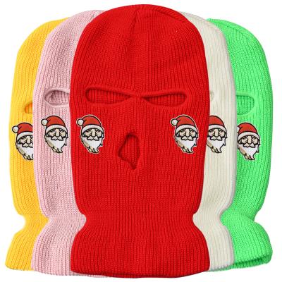 China COMMON Christmas 3 Holes Full Face Cover Knitted Balaclava Face Mask Winter Ski Mask For Winter for sale