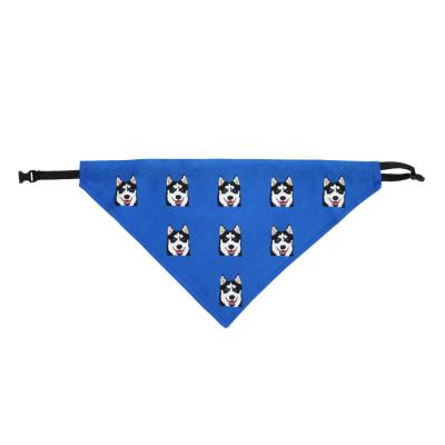 China Dog Logo Double Layer Washable Sustainable Pet Bandana Custom Triangle Scarf With Adjust Collar for sale