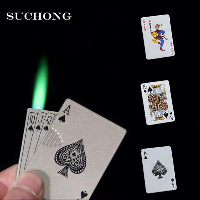 China Novelty Waterproof Creative Lighter Jet Torch Turbo Playing Cards Metal Lighter Windproof Lighter for sale