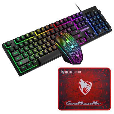 China backlight 3 in1 game set 3 in1 luminescent rainbow TF31 cheapest upgtaded version of backlight character in 1 set keyboard mouse mousepad for sale