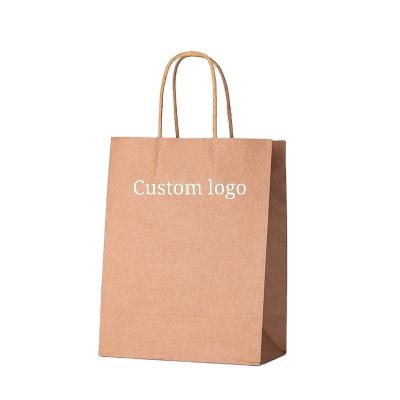 China Recyclable Free Samples Wholesale Custom Printed Paper Brown Kraft Shopping Bag With Handles for sale