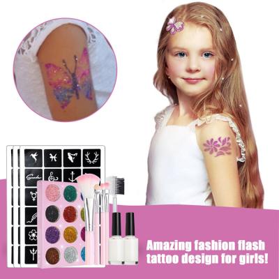 China Temporary Makeup Body Glitter Tattoo Sets Stenciling Tattoo Sets For Party for sale