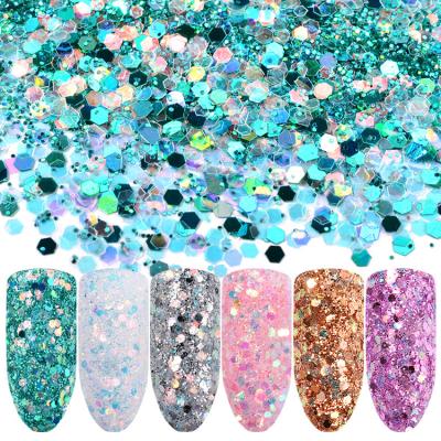 China Bling made in china all kinds of high quality thick mixed glitter powder nail crystal powder for sale