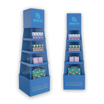 China Advertising To Display Goods And Promote Sales Custom 4 Sided Cardboard Cartoon Magazine Tower Display Stands Rack for sale