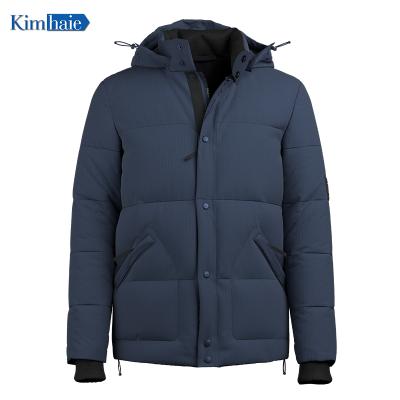 China Custom Made Sustainable Recycled Denim Jackets Hooded Winter Coats Men's Casual Padded Jackets for sale