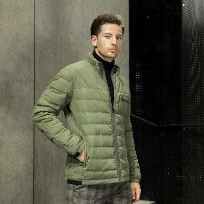 China New design plus size men's green zipper reverse cotton padded jacket 100% recycled polyester slim fit male jacket for sale