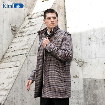 China Longest Control Viable Single Breasted Houndstooth Recycled Wool Fashion Padded Coat Warm Garment Fashion Men's Red OVERCOAT New for sale