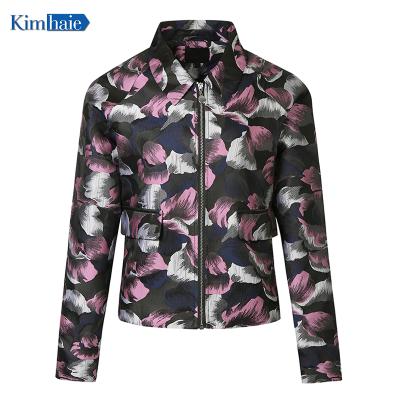 China New Fashion Ladies Plus Size Flower Jacquard Jacket Personality Black Blazer for sale