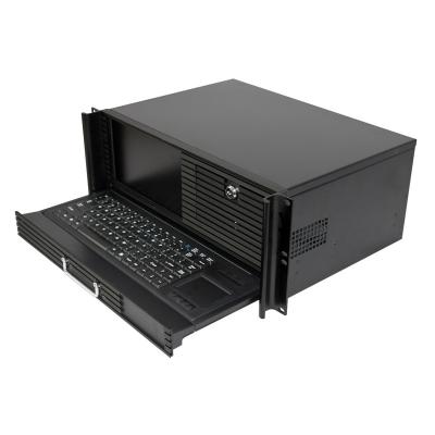 China With fan KVM SERVER CASE 4U SHORT BODY CASE RACMOUNT WITH 8.9 INCH LED KEYBOARD AND MOUSE BLACK 1024*768 for sale