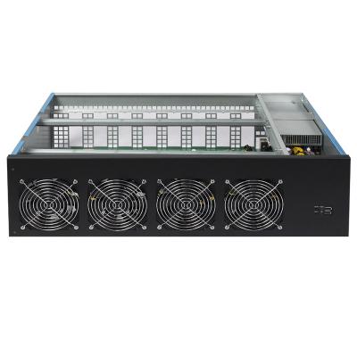 China With Fan 8 GPU Server Rig Machine With i3 4130 CPU Full Set Server Case For 3080 Series GPU Card Chassis for sale