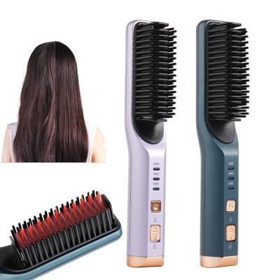 China rectifier & Home Hair Comb Heaterbeard Mini Flat Iron Hair Curler Electric Straightener Curling Brush for sale