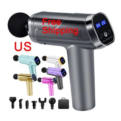 China Free Shipping US Deep Tissue Percussion Body Muscle Massager Deep Tissue Massage Gun With LCD Display for sale