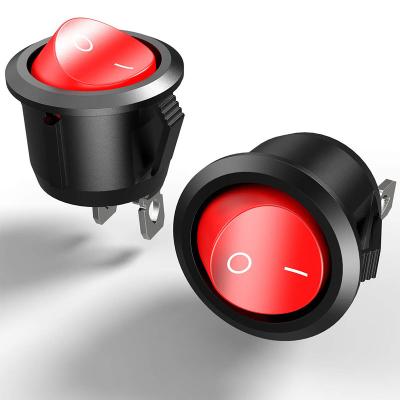 China 2 Feet 2 Round Button Switch , Black Red Boat Switch KCD1-105 20 Mm Small Electrical Switch KCD1-105 for sale