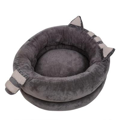 China Fashionable Dog Cat Pet Bed Paw Shape Dog Bed Round Pet Whosale Dog Bed Warm Breathable Corduroy Material for sale