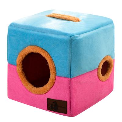 China Wholesale Funny Washable Material Felt Glass Detachable Cat Hole Tunnel Nest Bed Donut Tube Toy Cat for sale