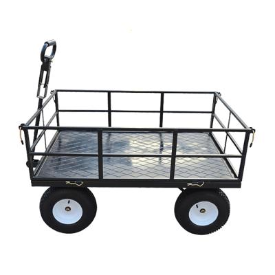 China Heavy Duty 4 Wheel Garden Mesh Yard Garden Trolley Crate Steel Jumbo Garden Trolley Utility Cart for sale