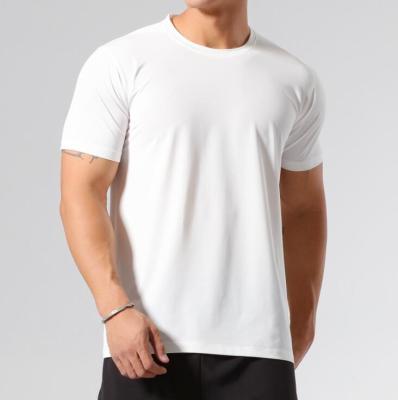 China Wholesale Fitness Anti-Wrinkle Men's White T-shirts 90%polyester 10%spandex High Quality Gym Quick Dry Mens Tee Shirts for sale