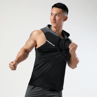 China Fitness Vest Mens Sportswear Workout QUICK DRY Tank Tops With Hooded Gym Quick Dry Vest For Men for sale