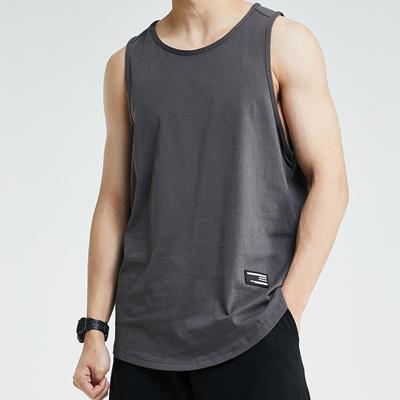 China Breathable Fitness T-shirts Bodybuilding Sports 100% Cotton Gym Sleeveless Vests For Men for sale