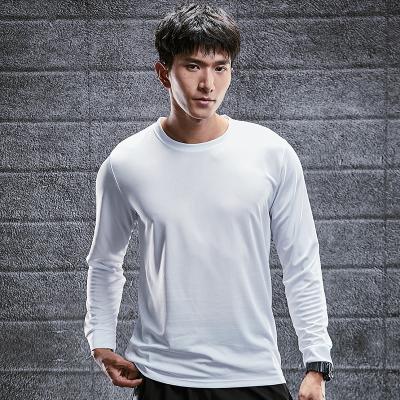 China 100% Polyester White T Shirts Anti-Wrinkle Logo Long Sleeve Sports Shirts Custom Made For Men for sale