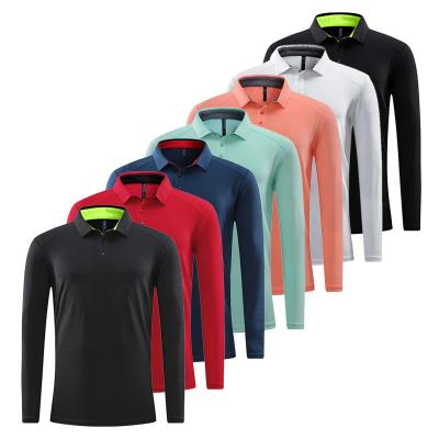 China Wholesale Mens Anti-wrinkle Long Sleeve Golf T-shirt Sports Polo Shirt Solid Color Custom Logo Casual Workout Running Wear for sale