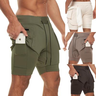 China Breathable Men's Custom Shorts Double Layer Running Shorts With Towel Rack For Men for sale