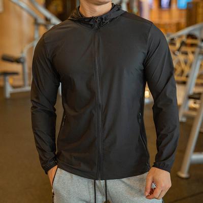 China Breathable Hooded Training Coat Solid Color Men's Sports Zipper Bodybuilding Zipper Quick Dry Tracksuit Prints Male Running Sweatshirts for sale