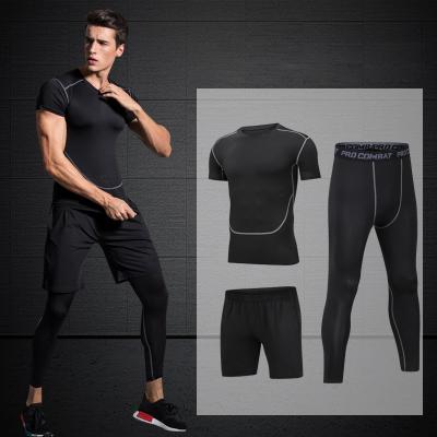 China Breathable fitness sportshirt men's sport apparel men's sportswear logo design training running tracksuit set for sale