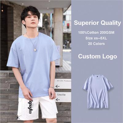 China Blank Design Logo Loose Drop Shoulder Anti-wrinkle T-shirt Men's Cotton Oversized Custom T-shirts for sale