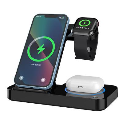 China Foldable Earphone Success Qi Wireless Charging Station 2023 3 4 in 1 15w Fast Charging Wireless Charger Stand for iphone 14promax for sale