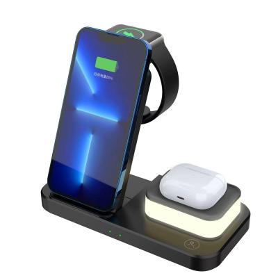 China Qi Trending 2023 Best 3in1 QI 10W 15W Led Night Light with Wireless Charger Foldable 3 in 1 Wireless Charger Stand Station for sale