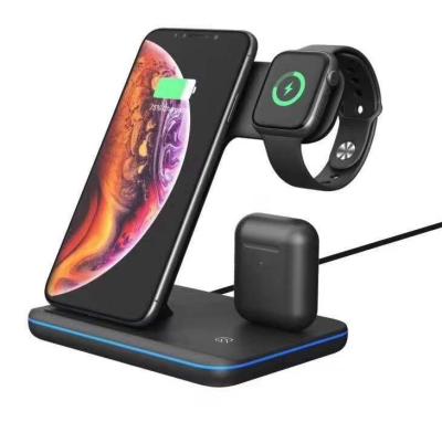 China QI standard Smart Phone/Hot Selling Smart Watch/Earphone Universal Qi Watch Charger 3 in 1 Fast Charging Station Wireless Charger for iphone14pro for sale