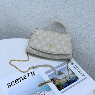 China High Quality Korean Small Square Chain PU Messenger Leather Bag Diamond Lattice Shoulder Small Bag for sale