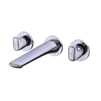 China China Factory 3 Holes Bathroom Chrome Handle Faucet Basin Faucet Metered Mixer Taps Wall Mounted Double Tap Faucet for sale