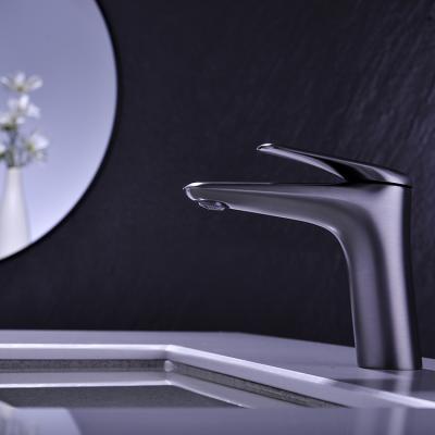 China Popular Single Hole Single Handle Graphite Color Graphite Elements Sink Basin Mixer Metered Brass Faucet for sale