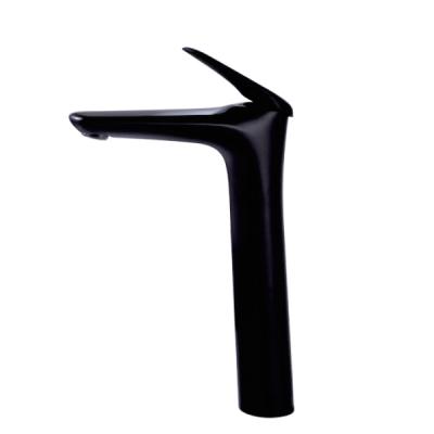 China Free Sample Chrome Plating High Single Hole Basin Metered Single Lever Mixer Tap Matte Black Sink Faucet Large for sale