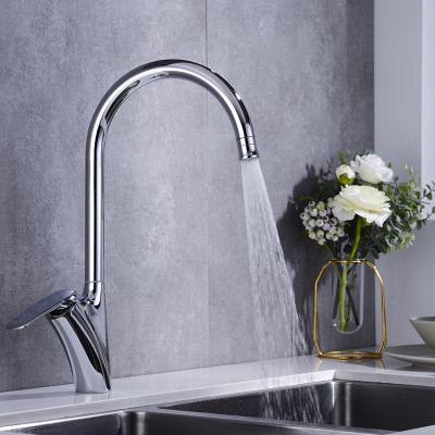 China Wholesale Modern Goose Neck Single Lever European Style Chrome Basin Brass Sink Taps Mixer Kitchen Faucet for sale