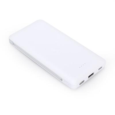 China Overload Protection 10000mah Built-in Cable Power Bank With LED Light for sale