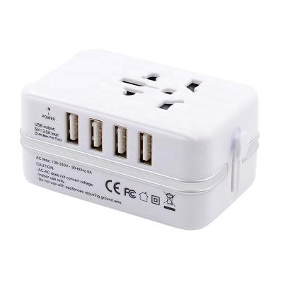 China Charging 4 USB Ports OEM Support Multifunctional Classic Style Universal Travel Adapter with 4 Adjustable Plug for sale