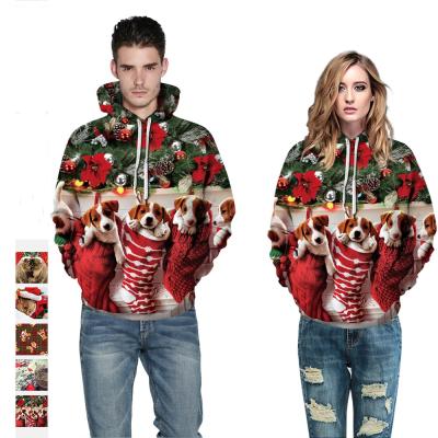 China Wholesale Anti-Wrinkle Anti-Wrinkle New Arrival Christmas Apparel Plus Size Dog Digital Print Hoodie Autumn Long Sleeve Sporty Baseball Unisex Tracksuit for sale