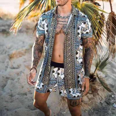 China 2021 Hawaiian Men's Summer Beach Breathable Shirt Set Casual Floral Two-piece Suit Fashion New Men's Sets S-3XL for sale