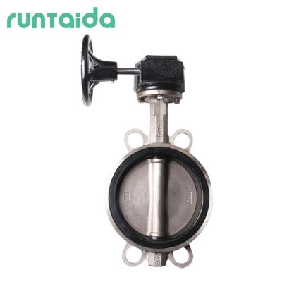 China Industry DN150 Soft-Seal General Wafer Gear Operated Manual Wafer Gear or Hook Stainless Steel Butterfly Valve for sale