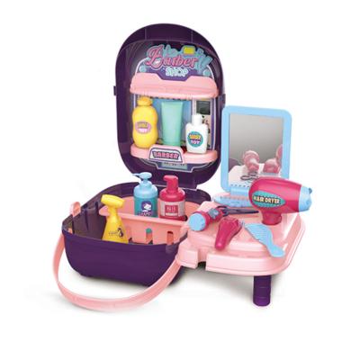 China Eco-friendly Non-toxic Fashion Portable Plastic Suitcase Pretend Playset Hairstyle Girl Dress Up Toy for sale