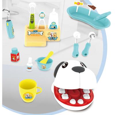 China Eco-friendly 17 PCS Non-Toxic Pretend Pet Dentist Plastic Box Children's Play Set Toys Dentist for sale